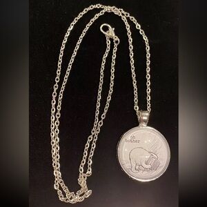 New Winnie the Pooh Necklace 24” Chain Round Glass Cabochon Pendant “Oh Bother”